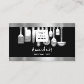 QRコードパーソナルシェフ料理レストランシルバー 名刺 (正面)