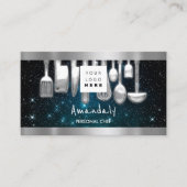 QRコードパーソナルシェフ料理レストランティール(緑がかった色) 名刺 (正面)