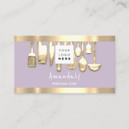 QRコードパーソナルシェフ料理レストランラベンダー 名刺