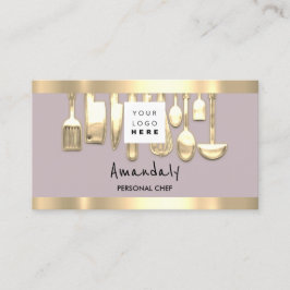 QRコードパーソナルシェフ料理レストラン金ゴールド 名刺