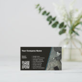 QRコードパーソナルトレーナーブラック&ブルー 名刺 (スタンド正面)