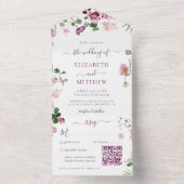 Qrコードパープルとピンク結婚ズ オールインワン招待状 (内側)