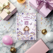 QRコードパープルウォーターカラーフェアリー最初の誕生日 招待状