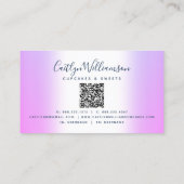 QRコードパープルカップケーキベーカリーペストリーグリッタードリップ 名刺 (裏面)