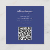 Qrコードパープルコンテンポラリーピンク&スクリプトモノグラム スクエア名刺 (裏面)