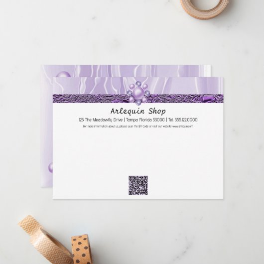 QRコードパープルシルク&フォイル事業 ノートカード (正面/裏面インサイチュ)
