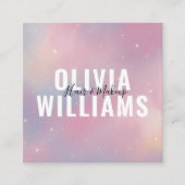 QRコードパープルピンク銀河系スクエアビジネスカード スクエア名刺 (正面)