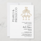 QRコードパールおよびプロセッコブライダルシャワー 招待状 (正面)