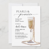 QRコードパールおよびプロセッコブライダルシャワー 招待状 (正面)