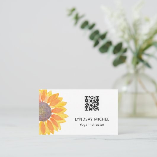 QRコードヒマワリヨガインストラクター 名刺 (スタンド正面)