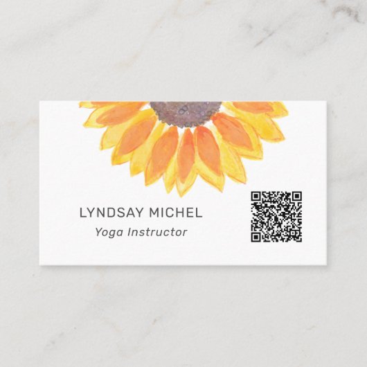 QRコードヒマワリヨガインストラクター 名刺 (正面)