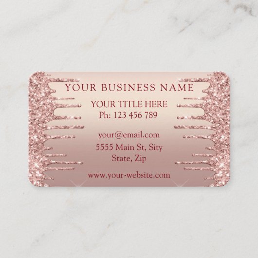 QRコードビジネスカードとバラ金ゴールド赤面グリッター 名刺 (正面)