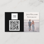 QRコードビジネスブラックプロフェッショナル写真家 名刺 (正面)