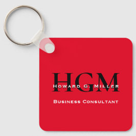 QRコードビジネスモノグラムロゴレッド白黒 キーホルダー