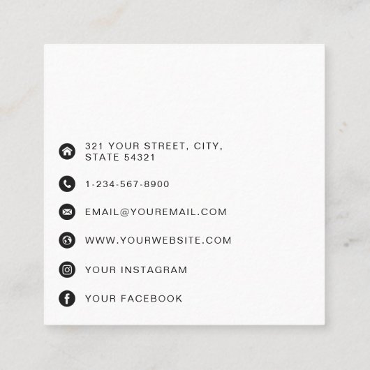 QRコードビジネスロゴのミニマルモダンリスト スクエア名刺 (裏面)