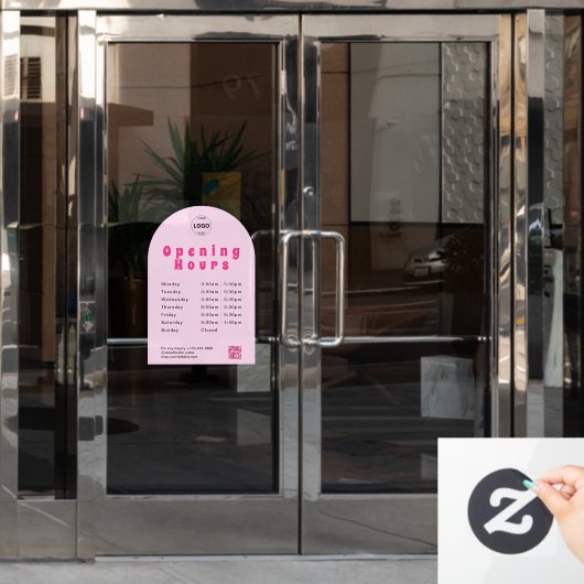 Qrコードビジネスロゴの営業時間時間ウィンドウ ウィンドウサイン (オフィスドア)