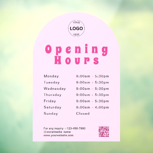 Qrコードビジネスロゴの営業時間時間ウィンドウ ウィンドウサイン (シート3)