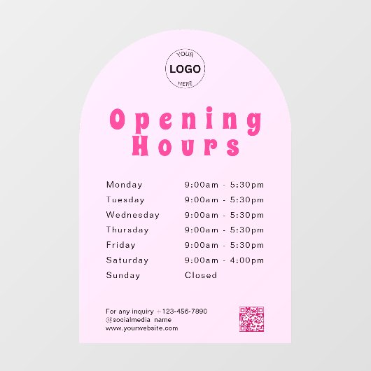 Qrコードビジネスロゴの営業時間時間ウィンドウ ウィンドウサイン (シート)