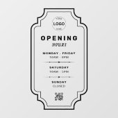 Qrコードビジネスロゴの営業時間時間 ウィンドウサイン (シート)