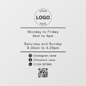 Qrコードビジネスロゴの営業時間時間 ウィンドウサイン (シート)