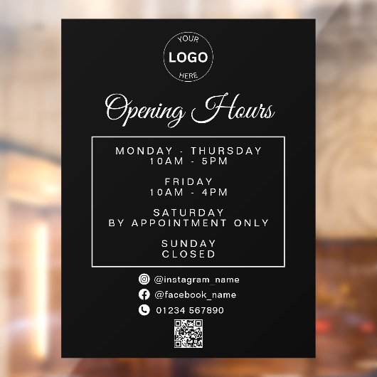 Qrコードビジネスロゴの営業時間時間 ウィンドウサイン (シート2)