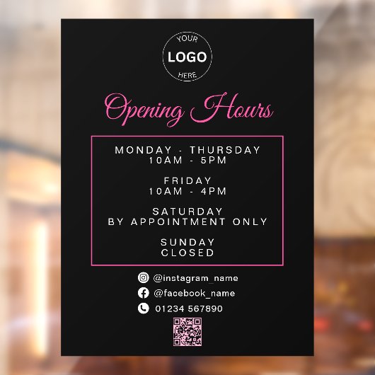 Qrコードビジネスロゴの営業時間時間 ウィンドウサイン (シート2)