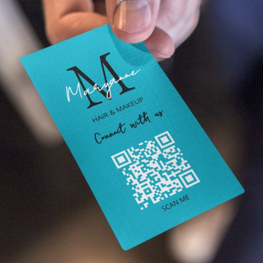 QRコードビジネスロゴアクアブルー 名刺