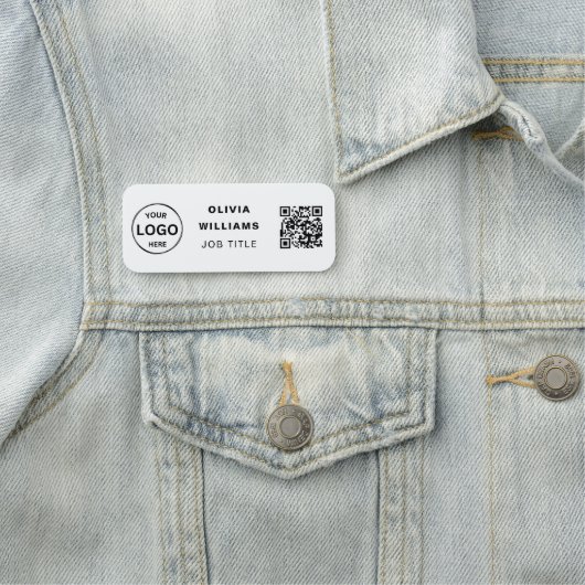 Qrコードビジネスロゴシンプルのクラシック名タグ 名札 (インサイチュ)