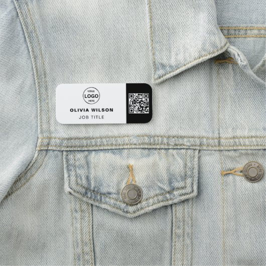 Qrコードビジネスロゴシンプルのクラシック名タグ 名札 (インサイチュ)