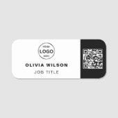 Qrコードビジネスロゴシンプルのクラシック名タグ 名札 (正面)