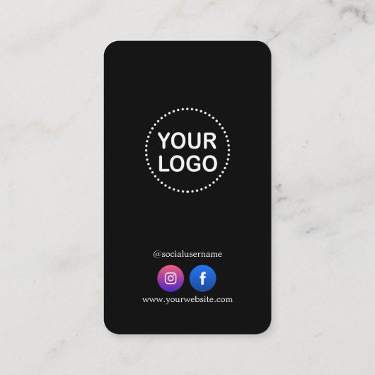 QRコードビジネスロゴソーシャルメディアプロフェッショナル 名刺 (裏面)