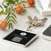 QRコードビジネスロゴブラックミニマリストビジネス キーホルダー (側面)