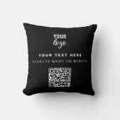 QRコードビジネスロゴブラックミニマリスト企業の クッション (正面)