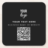 QRコードビジネスロゴブラックミニマリスト企業の スクエアペーパーコースター (正面)