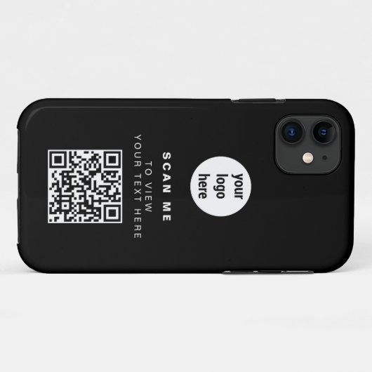 QRコードビジネスロゴブラックミニマリスト企業の Case-Mate iPhoneケース (裏面(横))