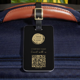 QRコードビジネスロゴブラックモダン ラゲッジタグ