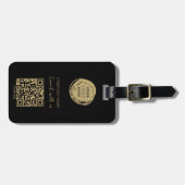 QRコードビジネスロゴブラックモダン ラゲッジタグ (正面横)