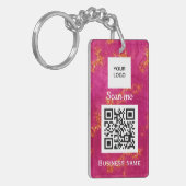 QRコードビジネスロゴプロフェッショナルカスタムピンク鍵 キーホルダー (正面左)