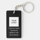 QRコードビジネスロゴプロフェッショナルカスタムブラック キーホルダー (裏面)
