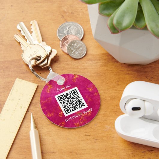 QRコードビジネスロゴプロフェッショナルカスタムホットピンク キーホルダー (デスク)