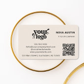 QRコードビジネスロゴプロフェッショナルモダンクリーム 名刺