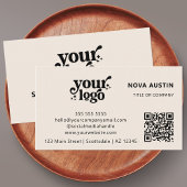 QRコードビジネスロゴプロフェッショナルモダンクリーム 名刺