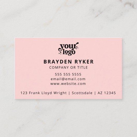 QRコードビジネスロゴプロフェッショナルモダンピンク 名刺 (裏面)