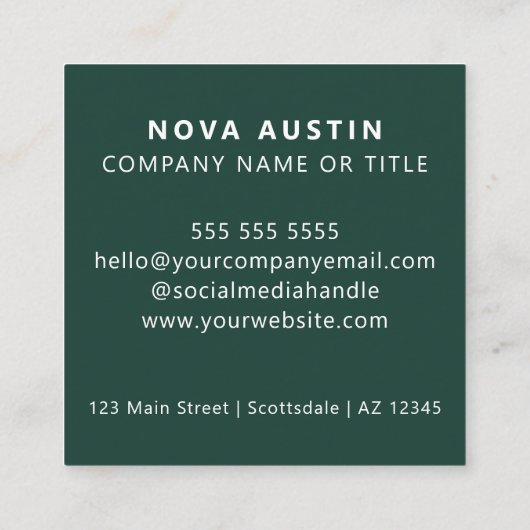 QRコードビジネスロゴプロフェッショナルモダン緑 スクエア名刺 (裏面)