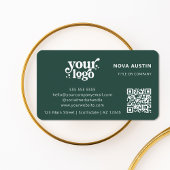 QRコードビジネスロゴプロフェッショナルモダン緑 名刺