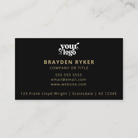 QRコードビジネスロゴプロフェッショナルモダン金ゴールド 名刺 (裏面)