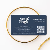 QRコードビジネスロゴプロフェッショナルモダン青 名刺