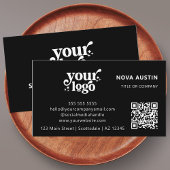 QRコードビジネスロゴプロフェッショナルモダン黒 名刺
