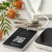 QRコードビジネスロゴプロフェッショナル白黒 キーホルダー (正面右)