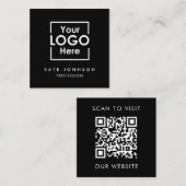 QRコードビジネスロゴプロフェッショナル白黒 スクエア名刺 (正面/裏面)